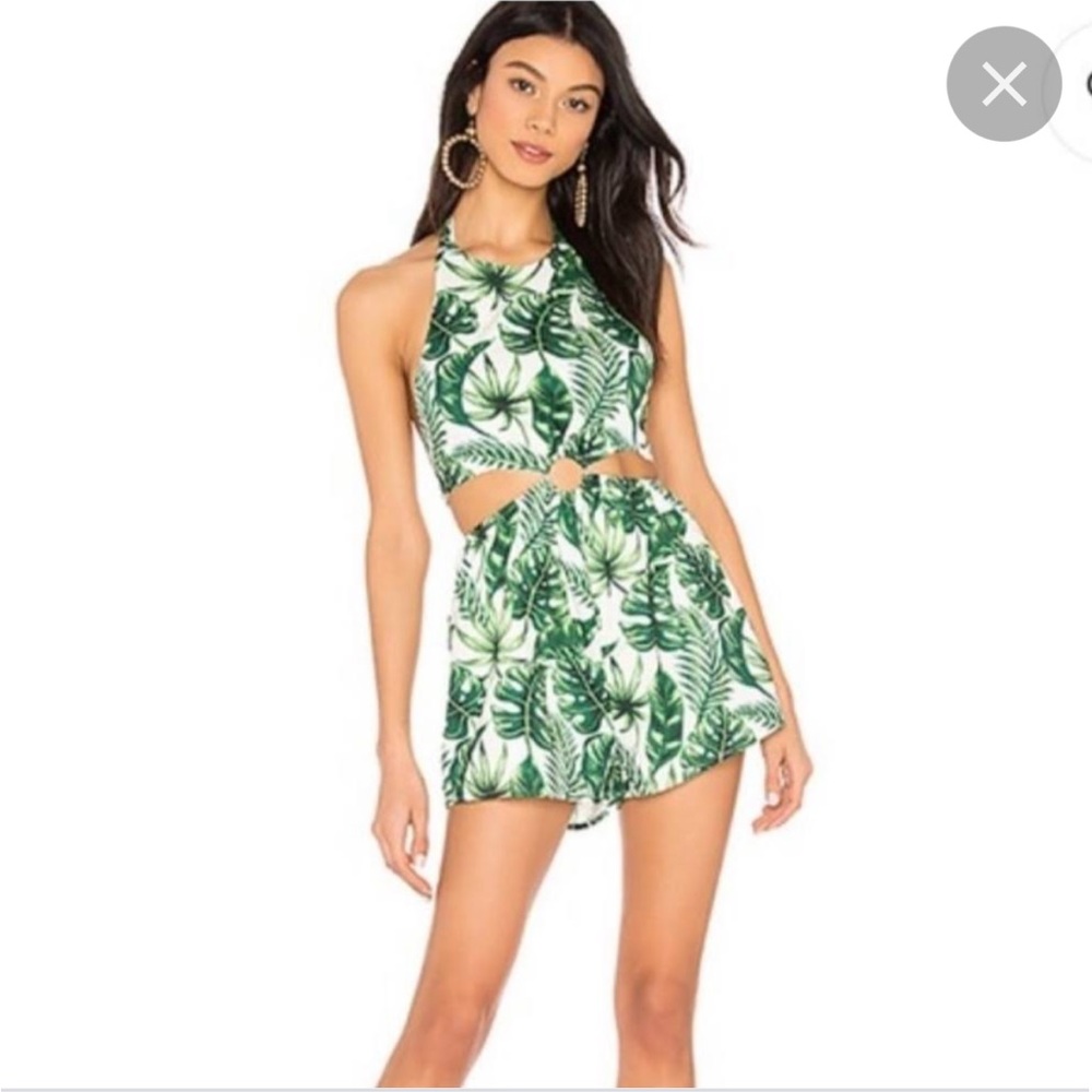 Superdown Green Leaf Romper